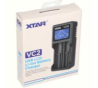 Xtar VC2 Caricabatterie USB A Due Slot (Ingresso Micro USB, Display LC)