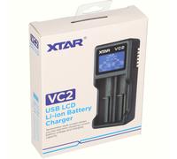 Xtar VC2 Caricabatterie USB A Due Slot (Ingresso Micro USB, Display LC)