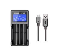 XTAR Vc2 - Caricabatterie USB con schermo LCD per 3,6 V/3,7 V Li-Ion/Imr/Inr/Icr 10440 14500 14650 16340 17335 17500 17670 18350 18490 18500 18650 18700 20700 21700 22650 25500 26650