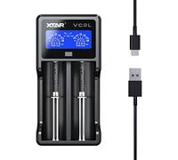 XTAR - VC2L - Caricabatterie USB C migliorato 18650 Caricabatterie rapido per batterie 2 A 26650 Display LCD per batterie AA AAA C D (VC2L)