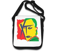 XTC Drums and Wires Rock - Borsa a tracolla con logo colorato, colore: Bianco