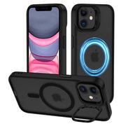 XTCASE Cover Magnetica per iPhone 11 con Supporto [Compatibile con MagSafe], Custodia con Cavalletto Protezione Fotocamera Integrata, Traslucida Opaca Posteriore Sottile Antiurto Case, Nero