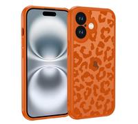 XTCASE Cover per iPhone 16, Custodia Aesthetic Leopardata Motivo Traslucida Opaca Posteriore Ultra Sottile Leggera Silicone TPU Morbido Antiurto Retro PC Rigido Antigraffio Case, Arancione