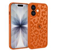 XTCASE Cover per iPhone 17, Custodia Aesthetic Leopardata Motivo Traslucida Opaca Posteriore Ultra Sottile Leggera Silicone TPU Morbido Antiurto Retro PC Rigido Antigraffio Case, Arancione