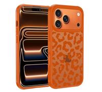 XTCASE Cover per iPhone 17 Pro, Custodia Aesthetic Leopardata Motivo Traslucida Opaca Posteriore Ultra Sottile Leggera Silicone TPU Morbido Antiurto Retro PC Rigido Antigraffio Case, Arancione