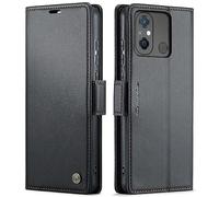 XTCASE Cover per Xiaomi Redmi 12C, Custodia Premium Pelle PU Flip Libro Portafoglio con Porta Carte [Chiusura Magnetica] [Slot per Schede] [Funzione di Supporto], Nero