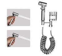 XTDMJ Bidet - Doccetta per WC, set di spray manuale per bidet con protezione contro lo scoppio, in acciaio inox, con doppia valvola di controllo 1 in 2 uscite per lavare gli animali domestici, pulire