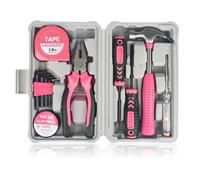 XTDMJ Set di 12 pezzi di attrezzi rosa, kit di attrezzi per la casa fai da te, piccolo kit di attrezzi, kit di attrezzi di base per principianti per fai da te da donna per casa e ufficio