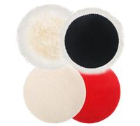 XTDMJ Set di 4 cuscinetti per lucidatura compatibili, 125 mm, in lana d'agnello, per levigatrice orbitale con velcro per auto