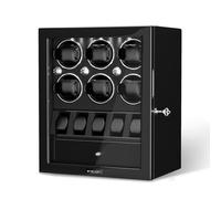 XTELARY Caricaorologi chiudibile per 2/4/6/8 con scomparti di archiviazione, cassetto portaoggetti, 4 modalità di rotazione, luce LED bianca, motore super silenzioso e cuscino per orologio a molla per