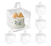 xtemtoamz Scatola per Torta Porta Torta, Scatole per Dolci per Torte da 4 Pollici per Torte Alla Frutta, Dessert, Regali, 6 Pezzi, Contenitore per Il Trasporto di torte, Trasparente 13 * 13 * 11 cm