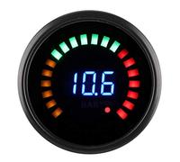 XTevu Boost Gauge, Display voltmetro turbo, misuratore digitale LED 52 mm 12V, Universal 2 in 1 calibro di tensione di boost, quadrante nero Turbo Pressure Monitor