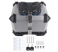 XTevu Motorcycle Top Case, 45L Aluminum Motorcycle Trunk, Motorcycle Tail Box with Security Lock for Helmet Luggage, Waterproof, Rustproof and Dustproof (Silver)