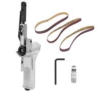 XTevu Set levigatrice a nastro pneumatica, smerigliatrice e lucidatrice a nastro MIni portatile, per mobili, legno, vetro, metallo