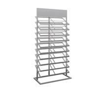 XTGDIEM Espositore for Campioni di Piastrelle A 10 Livelli, da Pavimento, Riporre Vari Materiali Costruzione, Risparmiando Spazio(Silver,175x67x35cm)