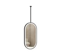 XTGDIEM Lo specchio da soffitto ovale con illuminazione a LED è girevole e la luce è regolabile.(Black,50x90cm)