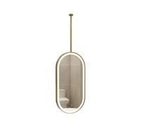 XTGDIEM Lo specchio da soffitto ovale con illuminazione a LED è girevole e la luce è regolabile.(Gold,60x110cm)