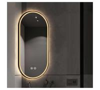 XTGDIEM Specchio Angolare Ovale Con Luce LED E Retroilluminazione + Sensore Del Corpo Umano, Specchio Cosmetico Da Bagno Retrattile(Black,40x90cm)