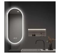XTGDIEM Specchio Angolare Ovale Con Luce LED E Retroilluminazione + Sensore Del Corpo Umano, Specchio Cosmetico Da Bagno Retrattile(Silver,40x80cm)