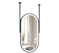 XTGDIEM Specchio Da Bagno Ovale Con Doppia Asta Sospesa A Soffitto, A LED Illuminazione A 3 Colori E Luminosità Regolabile For Ingresso, Guardaroba Decorazioni For La Casa(60x90cm)