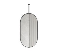 XTGDIEM Specchio da soffitto ovale girevole a 360°, adatto for bagni e specchi da soffitto for rasoi for bagni di casa o hotel(Black,40x80cm)
