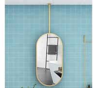 XTGDIEM Specchio Ovale Girevole Da Soffitto, Sospeso For Il Bagno Con Cornice In Metallo E Asta Appendiabiti (asta Personalizzabile)(Gold,60x120cm)