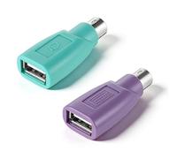 Xthrotsenk 2 adattatori PS/2 a USB-A da maschio a femmina, adattatori per tastiera PS2, jack PS-2, spina USB A, ricambio per mouse, tastiera, PC, laptop, notebook, viola/verde