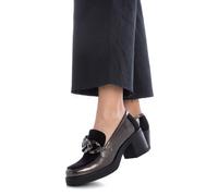 XTI MOCASSINI MOCASSINO DONNA CON TACCO 143206 PIOMBO NERO VERNICE DAL 35 AL 40