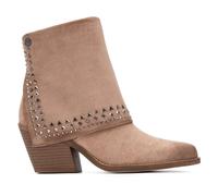 XTI scarpe da donna invernali stivaletti camperos beige con borchie tronchetto