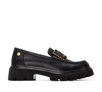 XTI scarpe da donna mocassini con fibbia pelle vegana nero invernali suola gomma
