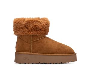 Xti stivaletti donna con pelliccia scarpe invernali scarponcini zeppa platform