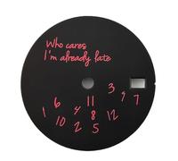 XTINKOPW 1 pz 28,5 mm quadrante Nh35dial Who Cares I'm Already Late quadrante for movimento Nh35/nh36 accessori for orologi quadrante for orologi(Black and Pink)