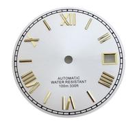 XTINKOPW 1 pz 29mm Nero Bianco Rosso Oro Quadrante Indice Roma Adatto Movimenti NH35 NH36 Adatto 3 Orologio 3.8 Corona Orologio(White Gold index 1)