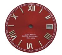 XTINKOPW 1 pz 29mm Nero Bianco Rosso Oro Quadrante Indice Roma Adatto Movimenti NH35 NH36 Adatto 3 Orologio 3.8 Corona Orologio(Red silver index 1)