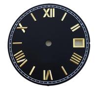 XTINKOPW 1 pz 29mm Nero Bianco Rosso Oro Quadrante Indice Roma Adatto Movimenti NH35 NH36 Adatto 3 Orologio 3.8 Corona Orologio(Black Gold index 2)