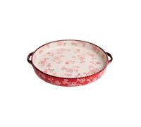 XTJS56QB Lasagne Home Creative Double Ear Ceramic Baking Tray, Underglaze Color, High-temperature Resistant Multifunctional Pizza Tray per microonde(Red)