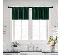 XTMYI, Mantovana verde per finestre, impermeabile, con tasca per asta, oscurante, verde smeraldo scuro, tende natalizie per cucina, lunghezza 40 cm, verde foresta cacciatore