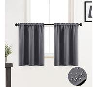 XTMYI, Piccole tende per finestre per bagno, impermeabili, corte e oscuranti, lunghezza 61 cm, set per bar, grigio