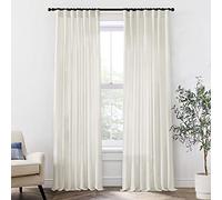 XTMYI Set di 2 tende da 254 cm, lunghezza personalizzata, con linguetta posteriore, in lino, tende velate per soggiorno, camera da letto, 127 x 254 cm di lunghezza, crema (avorio/bianco sporco)
