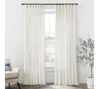 XTMYI Set di 2 tende da 269 cm, lunghezza personalizzata, con linguetta posteriore, in lino, per soggiorno, camera da letto, 127 x 266 cm di lunghezza, crema (avorio/bianco sporco)