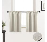 XTMYI, Tende color crema per camera da letto, set di 2 pannelli, corte e piccole, con tasca per asta, livello superiore, blocco della luce solare, oscuranti, mantovane per finestre, lunghezza 76 cm