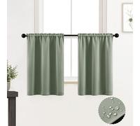 XTMYI, Tende oscuranti per camera da letto, corte, oscuranti, isolanti, blocco della luce, per finestre e cucina, set da 2 pannelli, lunghezza 76 cm, verde salvia