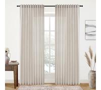 XTMYI Tende rustiche per soggiorno, in lino trasparente, stile shabby chic, per camera da letto, 188 cm di larghezza, 213 cm di lunghezza, color avena