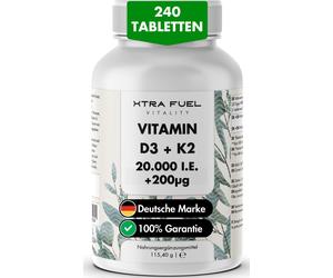 XTRA FUEL | Vitamina D3 + K2 - Compresse con 20.000 UI + 200 mcg MK-7