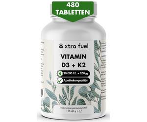 XTRA FUEL | Vitamina D3 + K2 - Compresse con 20.000 UI + 200 mcg MK-7