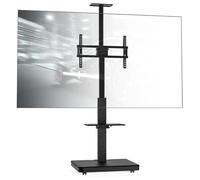 XTRARM Elite mobile, supporto TV regolabile in altezza per 40-86 pollici e max 60 kg, supporto inclinabile fino a max VESA 600x400, con ripiani e presa, nero, manuale