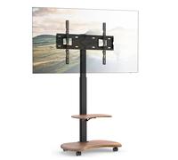 XTRARM Stellar Supporto TV da pavimento con Ripiano in Legno, con Ruote Regolabile in Altezza, Piedistallo per 32-70 Pollici, Portata 45 kg, Stand Tele da Terra Universale, VESA 600x400mm