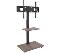 XTRARM Supporto TV da terra con Base in Legno, Carrello Porta TV con Ruote, 32-70/Portata 45 kg,mobili tv soggiorno,Piedistallo TV Orientabile ±25/VESA 600 * 400,con ripiano per Mini Piante Verde