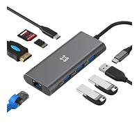 XtremeMac Hub USB-C multifunzionale per MacBook, HDMI 4K, USB 3.0, lettore di schede SD/Micro, porta Ethernet, fino a 100W PD, trasferimento dati 40Gb/s - Migliora la connettività e l'efficienza!