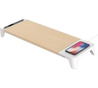 Xtrememac - Stand in Legno per Qualsiasi Monitor, iMac, MacBook, Notebook | Ricarica Il Tuo Smartphone con Tecnologia Qi | Semplifica e Organizza la Tua Scrivania